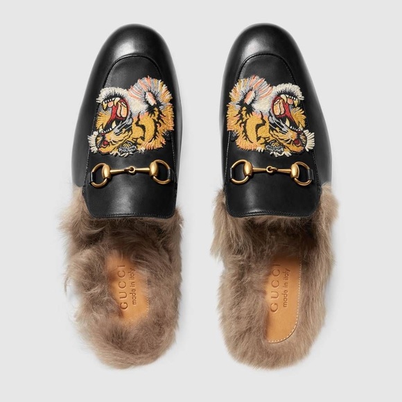 Gucci Princetown Slipper Fur Loafers - Picture 4 of 12